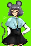  animal_ears bespectacled capelet glasses grey_hair han_(jackpot) hand_on_hip jewelry mouse_ears mouse_tail nazrin pendant red_eyes short_hair smile solo tail touhou 