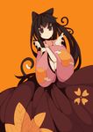  animal_ears bad_id bad_pixiv_id black_hair cat_ears cat_tail fuurin_(omaemona) houraisan_kaguya japanese_clothes kemonomimi_mode long_hair solo tail touhou 