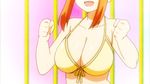  animated animated_gif big_breasts bikini bikini_top boing bounce bouncing_breasts breast_bounce breasts bursting_breasts cap cleavage excited gif hanamaru_youchien huge_breasts large_breasts lowres open_mouth orange_hair red_hair red_head redhead screencap short_hair smile swimsuit yamamoto_nanako yellow_bikini 