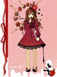  anko_kinako brown_hair bunny chocolate copyright_request food food_as_clothes food_themed_clothes fruit green_eyes heart pantyhose solo strawberry valentine 