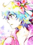  :o blonde_hair blue_hair collarbone flower hair_flower hair_ornament heterochromia jacket multicolored_hair nia_teppelin open_mouth pink_eyes pink_jacket profile solo taira_momen tegaki tengen_toppa_gurren_lagann two-tone_hair 