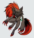  claws facial_mark gen_5_pokemon long_hair nintendo no_humans pokemon pokemon_(creature) simple_background squeedge very_long_hair zoroark 