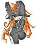  color_enhanced cute fang helmet imp imp_midna long_hair midna monster_girl nintendo open_mouth orange_hair red_eyes solo the_legend_of_zelda wink 