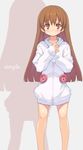  bad_id bad_pixiv_id bottomless brown_eyes brown_hair buttons dress long_hair original shunin solo sweater sweater_dress 