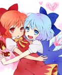  achi_cirno alternate_color alternate_element bad_id bad_pixiv_id blue21 blue_eyes blue_hair cirno multiple_girls red_eyes red_hair touhou 