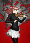  bird chester_ocampo closed_eyes copyright_request earrings goose hairband hands instrument jewelry pantyhose red_hair skirt solo turtleneck violin wind 