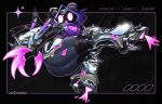 4_claws abstract_background absurd_res action_pose anthro arm_wraps armor artist_name bear big_butt black_background boots broken_heart_print butt canister chrome claw_(weapon) clawed_gauntlets claws clothing cybernetics cyborg dark_armor dark_body dark_clothing dark_fur energy_claws energy_weapon epic_games eye_scar facial_scar female footwear fortnite fur furgonomic_headwear furgonomics gauntlets gauntlets_(weapon) gesture gloves glowing glowing_eyes glowing_nose greaves hand_gesture handwear hi_res high_heeled_boots high_heels hood hydraulics ishiexe kick machine mammal melee_weapon metallic_body midair name_drop pink_eyes pink_mouth pink_nose pose purple_body purple_clothing purple_fur raven_team_leader robot robot_anthro rocket_boots scar scratches shadow_face shoes shoulder_armor simple_background solo sparkles spiked_knee_pads spiked_knuckles text thick_thighs vambrace weapon wide_eyed wraps