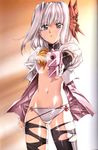  dress evil_heart fixed gun mirei_akira no_bra open_shirt pantsu pantyhose seifuku torn_clothes underboob urushihara_satoshi 