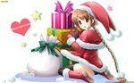  christmas hinata_kuon hulotte ikegami_akane pantsu thighhighs wallpaper with_ribbon 