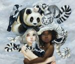 afro ambiguous_gender arthropod avian beak bear biped bird bob_cut brown_body brown_skin camilla_d'errico caviid cloud cloudy_sky corvid curly_hair dark_body dark_skin dark_theme double_lobe_lip double_lobe_lower_lip feathers felid female feral formal_art fur giant_panda group guinea_pig hair heterochromia hi_res hug human insect kinky_hair lemur lepidopteran light_theme lips looking_at_viewer magpie_(corvid) mammal mephitid moth nude oscine outside painting_(artwork) pantherine passerine primate reptile ring-tailed_lemur rodent scalie skunk sky snake strepsirrhine stripes tail thick_lips tiger traditional_media_(artwork) traditional_painting_(artwork) triple_lobe_upper_lip white_body white_fur wings