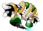  commentary_request hakumogera light_trail moss no_humans pokemon pokemon_(creature) regigigas simple_background skateboard skateboarding solo sparkle white_background 