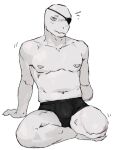 2_missing_limbs amputee anthro bulge clothed clothing disability eumecesemeatttt eye_patch eyewear front_view hi_res lizard male male_anthro missing_eye missing_hand missing_leg navel navel_piercing nervous nipple_piercing nipples piercing reptile scalie scar shy simple_background sitting snout solo underwear underwear_only white_background white_body