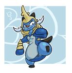 3_toes abstract_background ambiguous_gender anthro aqua_(innocentenough) artist_logo band-aid band-aid_on_face band-aid_on_nose bandage bandage_on_face bandage_on_nose black_ears black_tail blue_body border clean_diaper clothed clothing dewott diaper diaper_under_clothing diaper_under_onesie dljoe feet full-length_portrait generation_5_pokemon innocentenough leg_markings logo markings nintendo on_one_leg onesie orange_nose pokemon pokemon_(species) pokemon_onesie portrait samurott socks_(marking) solo standing tail toes wearing_diaper whiskers white_border white_whiskers