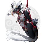 2025 arms_tied bdsm bent_legs bit_gag bondage bound chastity_cage chastity_device collar collar_tag digital_drawing_(artwork) digital_media_(artwork) dragon ear_piercing ear_ring english_description flat_chastity_cage gag gagged genitals hair hands_behind_back hi_res hooved_toes hooves kirin legs_tied looking_at_viewer male metal_chastity_cage monochromius_(godafterdark) mythological_creature mythological_scalie mythology navel nipple_clamp nipples orange_nipples orange_penis penis piercing restraints ring_piercing rope rope_bondage rope_harness scalie solo suspension suspension_bondage tail wearing_chastity_cage wearing_chastity_device wearing_collar white_hair wootersa yellow_eyes