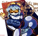 :3 accessory alcohol alcohol_bottle ambiguous_fluids aroused artist_name beverage big_breasts big_butt black_body black_clothing black_legwear black_shirt black_thigh_highs black_topwear blade blush blush_lines bodily_fluids bottomless breasts bubble butt clothed clothing container crop_top cropped_tank_top diddlydooter1 digital_drawing_(artwork) digital_media_(artwork) disassembly_drone drooling drunk drunk_bubble female flirting flirting_with_viewer glass glass_bottle glass_container glitch_productions glowing glowing_eyes grey_hair hair hazard_stripes headband heart_symbol hi_res huge_breasts huge_butt huge_hips huge_thighs humanoid knife leg_markings legwear looking_at_viewer machine markings murder_drones oil question question_mark robot robot_humanoid saliva screen screen_face shirt short_hair signature simple_background socks_(marking) solo stinger stinger_tail stockings stripes stuttering substance_intoxication tail tail_blade tank_top text thick_thighs thigh_highs topwear v_(murder_drones) vodka weapon weapon_tail white_body wide_hips yellow_eyes yellow_text