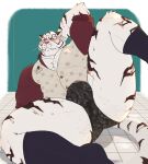 anthro arm_scar arm_support artist_name black_clothing black_footwear black_socks blue_eyes blush body_hair bulge butt_hair clothed clothing collared_shirt dress_shirt epic_games eye_scar facial_scar fangs felid floor footwear fortnite fur hand_behind_head hi_res kiba24 leg_scar looking_away male mammal muscular muscular_anthro muscular_male on_ground oscar_(fortnite) pantherine pattern_clothing pattern_topwear pattern_underwear pattern_vest pecs raised_leg scar shirt socks solo spread_legs spreading striped_body striped_fur stripes teeth text tiger tile tile_floor topwear underwear vest whiskers white_body white_fur