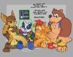activision amanojackoff badger bandicoot banjo-kazooie banjo_(banjo-kazooie) bear bradley_(bradley_the_badger) bradley_the_badger_(game) breath corruption crash_bandicoot crash_bandicoot_(series) gameplay_mechanics genital_growth gooning group growth hi_res insomniac_games lombax male male/male mammal marsupial mustelid musteline naughty_dog nintendo panting penis_growth playstation rareware ratchet_(ratchet_and_clank) ratchet_and_clank sony_corporation sony_interactive_entertainment