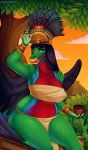  absurd_res anthro big_breasts bracelet breasts brown_eyes dragon female forest hi_res jewelry mazapan reptile scalie tree 