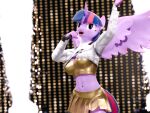 3d_(artwork) 4:3 anthro bottomwear clothing digital_media_(artwork) electronics equid equine female friendship_is_magic hasbro hi_res horn mammal microphone my_little_pony mythological_creature mythological_equine mythology navel popstar scratch_wub singing skirt solo stage twilight_sparkle_(mlp) winged_unicorn wings
