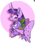 dragon duo equid equine eye_contact female feral friendship_is_magic hasbro hi_res horn hug looking_at_another male male/female mammal my_little_pony mythological_creature mythological_equine mythological_scalie mythology scalie simple_background smirk_(artist) spike_(mlp) twilight_sparkle_(mlp) winged_unicorn wings
