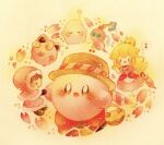  >_< 2girls ? basket blonde_hair blush boater_hat cherry cherry_blossoms closed_umbrella coat commentary_request crown dress flower food fruit hat holding holding_basket ice_climber jigglypuff kirby kirby_(series) luma_(mario) mario_(series) multiple_girls nana_(ice_climber) painting_(medium) parka pikmin_(series) pink_dress pokemon pokemon_(creature) princess_peach spoken_question_mark super_smash_bros. traditional_media umbrella watercolor_(medium) winged_pikmin winter_clothes winter_coat yukichi_0611 