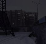  1boy against_wall building city clear_sky cry_of_fear grey_hoodie grey_sky highres hood hood_up hoodie in-universe_location knees_up lamppost male_focus outdoors raykills scenery simon_henriksson sitting sky solo transmission_tower wide_shot 