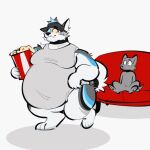 1:1 2d_animation animated anthro belly big_belly big_butt big_moobs bileshroom blue_body blue_fur blue_hair blue_inner_ear_fluff blue_pawpads blue_tongue bottomless bottomless_anthro bottomless_male butt butt_crush butt_smother butt_squish canid canine canis cheek_tuft claws clothed clothing curled_tail domestic_dog duo eating_popcorn eyes_closed facial_tuft fade_to_black finger_claws food fur fur_markings furniture grey_body grey_clothing grey_fur grey_shirt grey_tank_top grey_topwear grey_visor hair hand_on_butt hat headgear headwear heart_symbol heterochromia huge_belly huge_butt inner_ear_fluff looking_at_another looking_back looking_back_at_another male mammal markings moobs multicolored_body multicolored_fur narrowed_eyes obese obese_anthro obese_male on_sofa open_mouth open_smile overweight overweight_anthro overweight_male pawpads pictographics popcorn popcorn_bucket red_sofa sharp_teeth shirt simple_background sitting sitting_on_another sitting_on_sofa smile smothering sofa speech_bubble squish tail tank_top teeth tongue tongue_out topwear tuft visor_cap white_background white_body white_fur wide_eyed