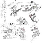 alphabet_(mike_salcedo) anal anal_fingering anthro bite blush blush_lines bodily_fluids dildo duo f_(mike_salcedo) feral fingering g-spot hi_res hybrid internal male male/male monty_(srirachamander) null rubbing sex_toy sharp_teeth squelch srirachamander sweat sweatdrop teeth vibrator wand_vibrator