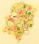  beads closed_eyes commentary_request flower highres holding holding_flower long_hair no_humans painting_(medium) pokemon pokemon_(creature) primarina signature starfish traditional_media very_long_hair watercolor_(medium) yukichi_0611 