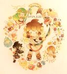  >_< 2boys 3girls anniversary black_gloves blonde_hair bow_(weapon) brown_hair centurion_(kid_icarus) character_request closed_mouth commentary_request confetti dark_pit dated dog_(kid_icarus) flower girl_(kid_icarus) gloves green_hair halo heart holding holding_bow_(weapon) holding_staff holding_weapon jewelry kid_icarus kid_icarus_uprising long_hair multiple_boys multiple_girls open_mouth painting_(medium) palutena pit_(kid_icarus) ponytail purple_flower purple_rose ring rose short_hair squiggle staff toga traditional_media twintails viridi watercolor_(medium) weapon yukichi_0611 