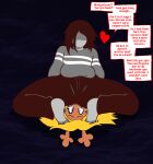 ambiguous_gender anthro antlers bodily_fluids clothing deer deltarune dialogue digital_media_(artwork) dirty_talk duo_focus facesitting female female/ambiguous forced group hair heart_symbol horn human long_hair mammal new_world_deer noelle_holiday objectification reindeer sitting_on_another speech_bubble submissive submissive_female sweater tears ti-ling topwear trio undertale_(series) vessel_(deltarune) wide_eyed