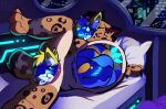 absurd_res after_vore almost_fully_inside ambiguous_gender anal anal_head_gulp anal_vore anthro anus avali bed blonde_hair blue_body blue_fur blue_insides blush blush_lines breasts city city_background countershade_torso countershading domestic_cat featureless_breasts felid feline felis female fur furniture glowing_insides group hair hi_res howzit_toyah leopard male male/female male/male mammal markings night nude_anthro on_bed oral_head_gulp oral_vore pantherine puffy_anus raised_leg reptile same_size_vore scalie snake spots spotted_body spotted_fur tan_body tan_fur vore willing_prey
