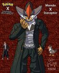 absurd_res angry anthro avian belt_buckle biker_jacket bird buckle clothing danganronpa danganronpa:_trigger_happy_havoc english_text feathered_crest feathers generation_4_pokemon go-two green_clothing head_crest hi_res hybrid male mondo_owada nintendo pokemon pokemon_(species) pupils small_pupils solo spike_chunsoft staraptor talon_hands text
