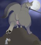  3_toes ambiguous_gender anus cakeboss canid canine canis chosen_undead claws digital_media_(artwork) duo female feral full_moon great_grey_wolf_sif humanoid looking_back macro mammal melee_weapon moon night pawpads puffy_anus pussy raised_tail sky star sword toe_claws toes weapon wolf 