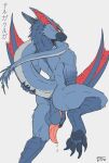 2025 anthro anus balls biped black_body black_fur bodily_fluids butt capcom claws digital_media_(artwork) dreycothewyrm dripping erection flying_wyvern fur genital_fluids genitals grey_body grey_fur hi_res male male_anthro monster_hunter multicolored_body multicolored_fur nargacuga pawpads paws penis precum precum_drip presenting presenting_hindquarters raised_tail solo tail tapering_penis toe_claws triangle_anus winged_arms wings y_anus yellow_eyes