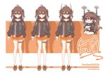  1girl ahoge antennae artist_name black_hoodie brown_hair choker closed_mouth commentary deformed eenightlamp english_commentary evil_neuro-sama full_body grey_choker grey_shoes hair_between_eyes hashtag highres hood hoodie long_hair long_sleeves miniskirt multiple_girls orange_skirt pleated_skirt red_eyes shoes sitting skirt standing straight-on thigh_strap two_side_up vedal_ai virtual_youtuber wariza 