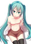  bra coeda hatsune_miku open_shirt thighhighs undressing vocaloid 