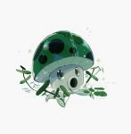  artist_name chinese_commentary commentary_request film_grain full_body green_eyes hightguy leaf leaf_on_head lily_pad looking_at_viewer no_humans partially_submerged plant plants_vs._zombies sea-shroom_(plants_vs._zombies) simple_background solid_oval_eyes solo water white_background 