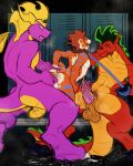 activision american_dragon:_jake_long anthro balls bodily_fluids collar cum disney dragon erection felid genital_fluids genitals group hi_res jake_long leash leashed_collar locker_room male male/male mammal mythological_creature mythological_scalie mythology nude pantherine penis raccoondouglas scalie sitting size_difference smile spread_legs spreading spyro spyro_the_dragon tiger trio