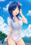  bra cleavage coffee-kizoku dress_shirt pantsu see_through wet wet_clothes 