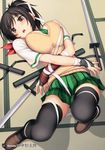  asuka_(senran_kagura) seifuku senran_kagura sword tanaka_shoutarou thighhighs 