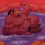 2_penises alien anthro belly ben_10 big_belly big_muscles big_pecs big_penis blush blush_lines cartoon_network flexing flexing_bicep four_arms_(ben_10) genitals hi_res holding_belly hot_spring leothelionel looking_at_viewer male multi_arm multi_genitalia multi_limb multi_penis muscular muscular_arms muscular_male nipples nude partially_submerged pecs penis pubes red_body slightly_chubby slightly_chubby_male solo tetramand water yellow_eyes
