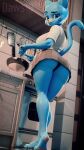 3d_(artwork) absurd_res accessory anthro appliance biped blue_body blue_eyes blue_fur bottomwear cartoon_network clothed clothed_anthro clothed_female clothing confusion cookware cutlery daws19 digital_media_(artwork) domestic_cat felid feline felis female frying_pan fur hi_res holding_object kitchen kitchen_appliance kitchen_cabinet kitchen_counter kitchen_knife kitchen_spatula kitchen_stove kitchen_utensils knife looking_at_viewer mammal mature_female nicole_watterson oven pan panties pawpads pin_accessory pink_nose pink_pawpads shirt skirt solo spatula stove t-shirt the_amazing_world_of_gumball tools topwear underwear upskirt whisk