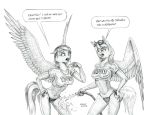  anthro baron_engel breasts clothing cutie_mark duo equine female fleetfoot_(mlp) friendship_is_magic mammal monochrome my_little_pony nipples pegasus shirt spitfire_(mlp) translucent wet wet_shirt wings wonderbolts_(mlp) 