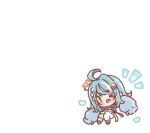  >_o 1girl ;d ahoge asymmetrical_clothes blue_hair blue_hoodie blue_shoes blush_stickers brown_eyes chibi commentary_request crop_top eyewear_on_head fang heart heart-shaped_eyewear heterochromatic_eyewear highres hood hood_down hoodie long_sleeves looking_at_viewer mitarashi_neko multicolored_hair notice_lines one_eye_closed pants puffy_long_sleeves puffy_sleeves shiranami_ramune shoes simple_background single_pantsleg sleeves_past_fingers sleeves_past_wrists smile socks solo streaked_hair tinted_eyewear virtual_youtuber vspo! white_background white_hair white_pants white_socks 