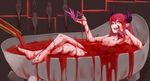  bathing blood fate/extra fate/extra_ccc fate/stay_night horns kiryuutyki lancer_(fate/extra_ccc) naked nipples 