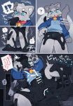 3_toes 4_fingers anal anal_orgasm anal_penetration anthro bell bell_collar black_pawpads blue_clothing blue_eyes blue_hoodie blue_sweater blue_topwear blush blush_lines bodily_fluids border bottomless bulge censor_bar censored censored_genitalia censored_penis cheek_tuft circle_eyebrows close-up clothed clothing collar comic comic_panel confusion cum cumshot dazed domestic_cat ejaculation emanata erection exclamation_point eyebrows facial_tuft feet felid feline felis fingers fish_print forced forced_erection fur genital_fluids genitals goo_transformation grey_background grey_body grey_fur hands-free heart_symbol hi_res hoodie hoodie_only humanoid_genitalia humanoid_penis japanese_text latex latex_briefs latex_clothing latex_skinsuit latex_tentacles latex_transformation liquid_latex living_latex looking_down looking_up lying male mammal nan_014ne on_back oral oral_penetration orgasm partially_clothed pawpads penetration penis print_clothing print_hoodie print_sweater print_topwear question_mark red_collar sequence simple_background skinsuit solo speech_bubble spread_legs spreading standing surprised sweat sweatdrop sweater tears text tight_clothing toes topwear topwear_only transformation tuft white_border white_eyebrows