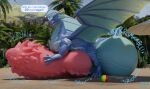 3d_(artwork) ball balls balls_expansion beach beach_ball big_balls big_penis blender_(artwork) blue_body blue_scales bonzaipalmtree dialogue digital_media_(artwork) dragon english_text expansion feral genital_expansion genitals green_eyes growth hand_on_penis hi_res huge_balls huge_penis hyper hyper_balls hyper_genitalia hyper_penis inflatable knot knotted_penis looking_at_genitalia looking_at_penis male motion_lines mythological_creature mythological_scalie mythology on_hind_legs onomatopoeia open_mouth parasol penile_spines penis penis_expansion scales scalie smile solo sound_effects spread_wings tail text tropical widescreen wings zai_(bonzaipalmtree)
