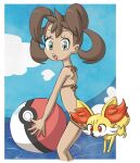 2026 alpha_channel ambiguous_gender assisted_exposure ball beach_ball bikini bikini_bottom bikini_top bisonvega biting_clothing black_nose brown_hair canid canine clothing clothing_pull convenient_censorship coppertone_(sunscreen) dipstick_tail duo ear_tuft female fennekin feral fox fur generation_6_pokemon green_eyes hair holding_beach_ball holding_object human inflatable jumping looking_at_another looking_back looking_back_at_another mammal markings nintendo open_mouth orange_bikini_bottom orange_bikini_top orange_eyes orange_tail_tip pantsing partially_submerged pokemon pokemon_(species) shauna_(pokemon) sky skyscape standing swimwear tail tail_markings tuft two-piece_swimsuit white_body white_fur yellow_body yellow_fur yellow_tail
