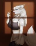  absurd_res anthro canid canine canis clothing female hi_res lebio mammal open_mouth sleeping solo standing wolf yawn 